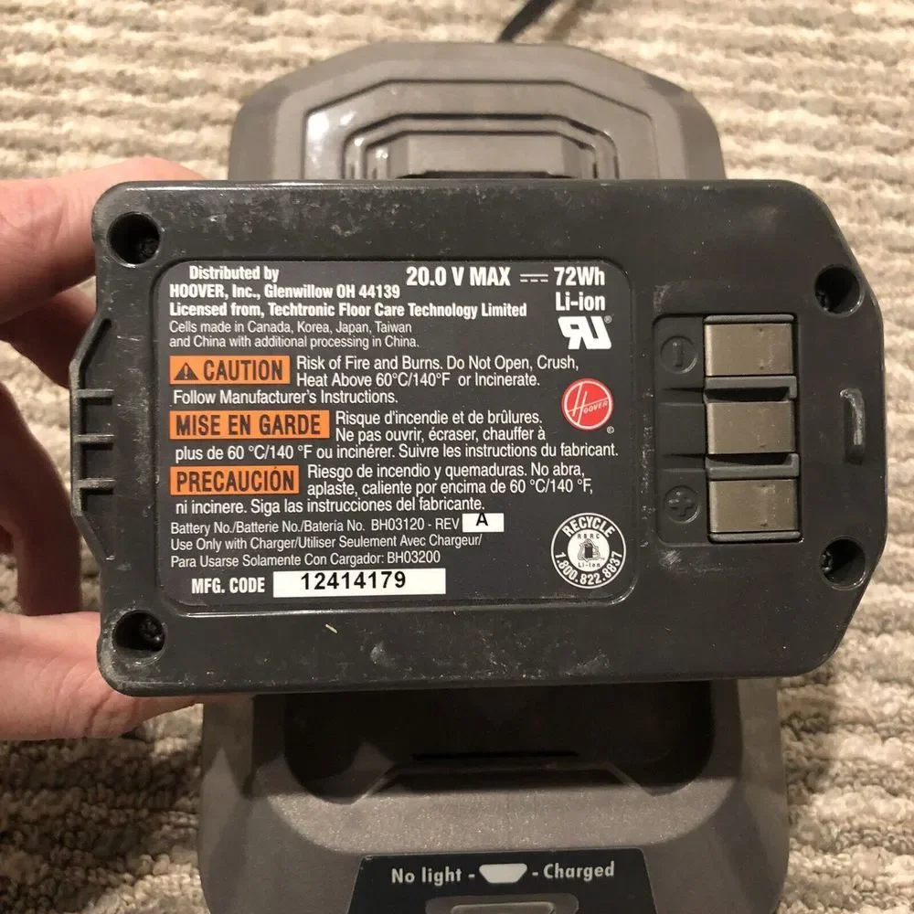 Hoover Charger BH03200 & 20V Lithium Life Battery BH03120 For Vacuum BH03100